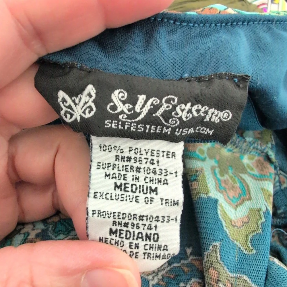 Vintage Y2K Self Esteem Women Paisley Handkerchief Strapless Tube Top Babydoll M